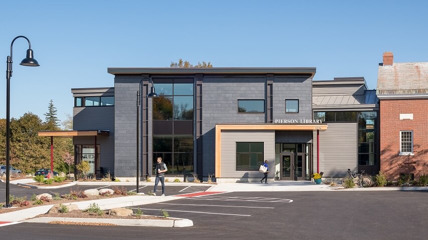 slate cladding in the pierson library facade