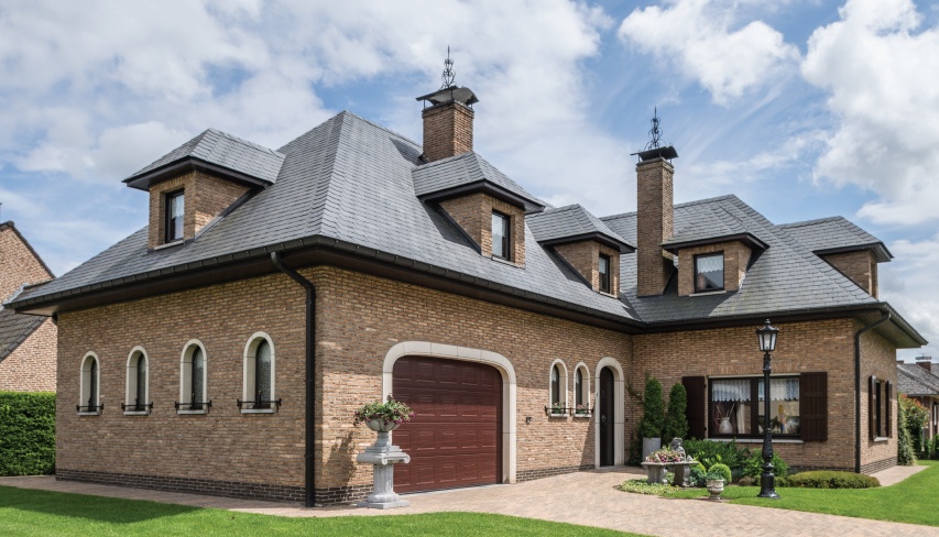 house with natural slate roofing