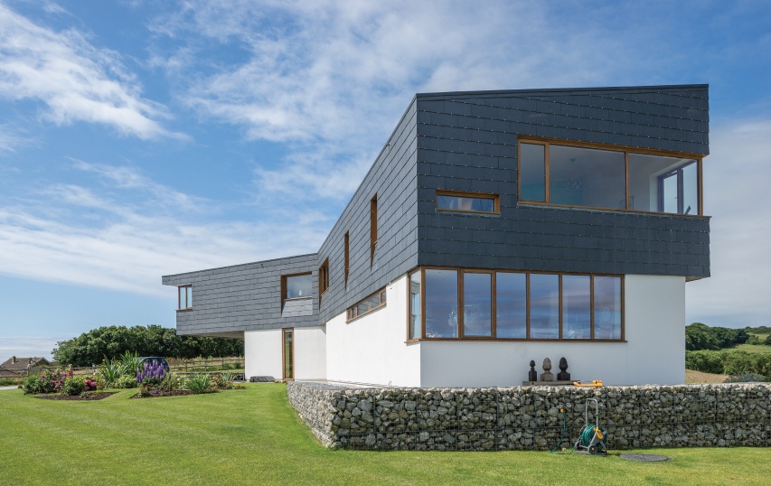 house with rainscreen cladding stone slate