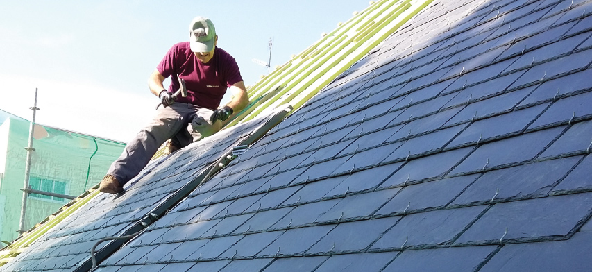 slate solar collector in the roof of a kindergaten