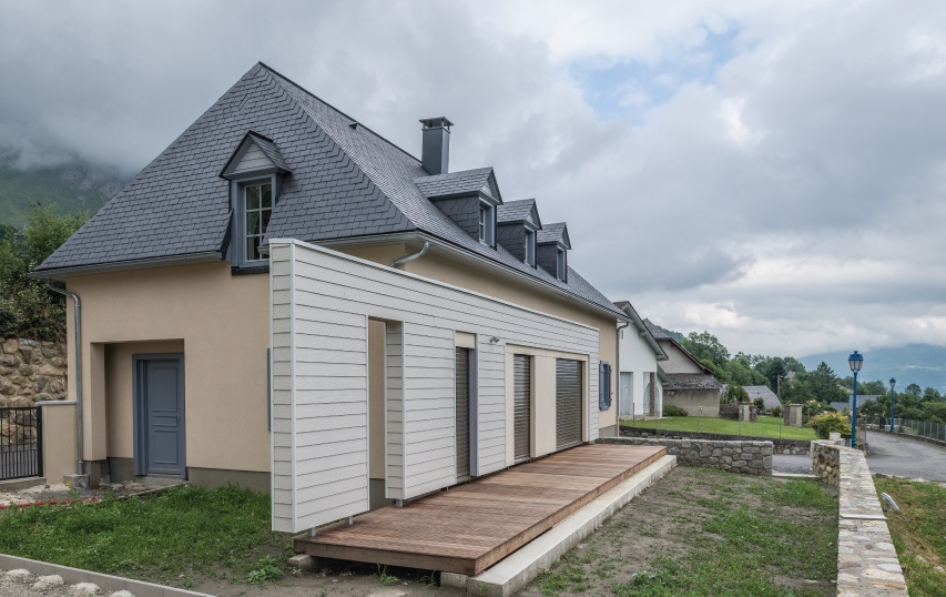 thermoslate solar collector on house in gaillagos pyrenees france