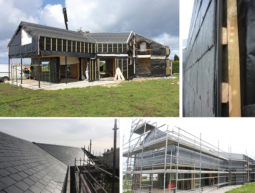 imagenes construccion casa pasiva con pizarra en cadavedo - asturias