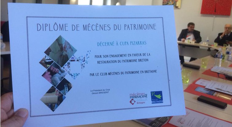 cupa pizarras - diplome de mecenes du patrimoine