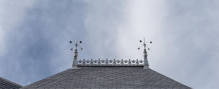 slate roof detail of the Albert Londres' house (Vichy - France)