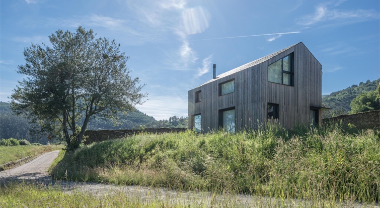 modular house with natural slate