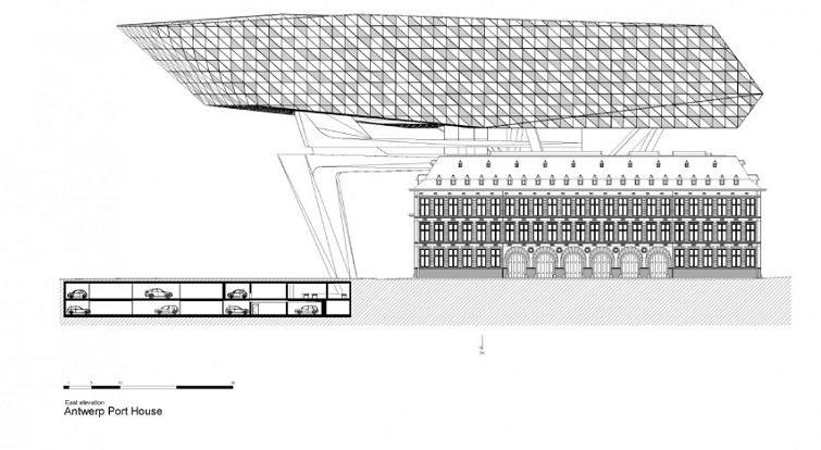 Antwerp port zaha hadid drawing