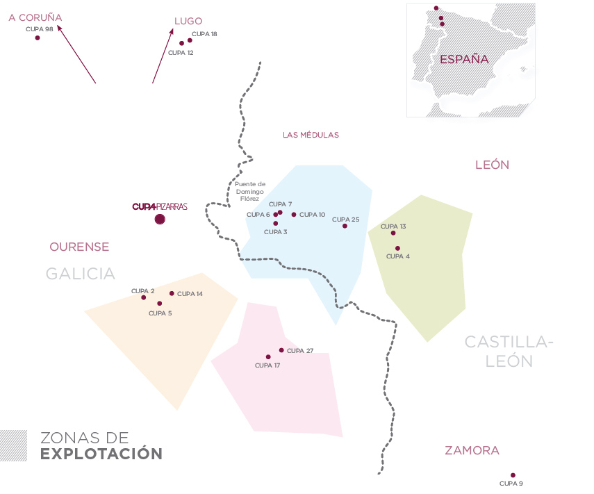 mapa de las canteras de pizarra