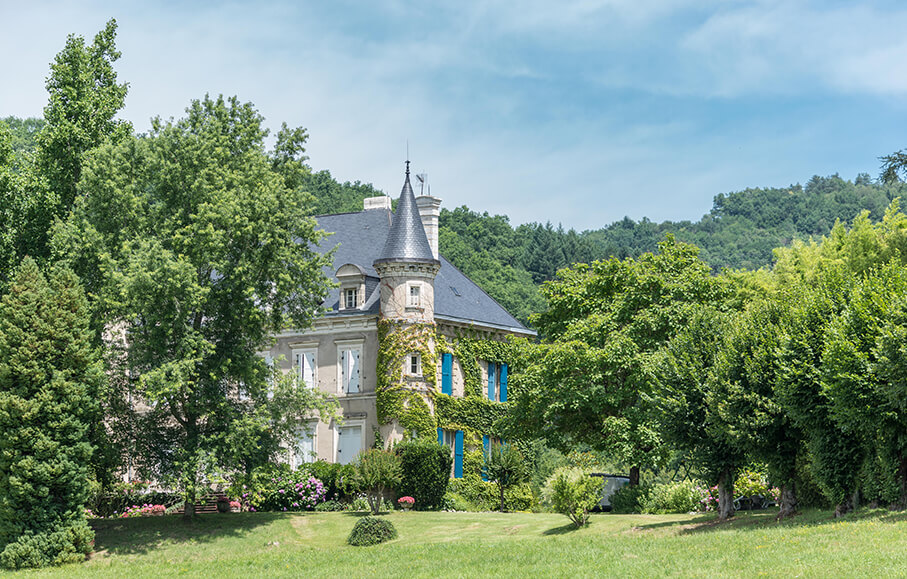 house with slate roof in France