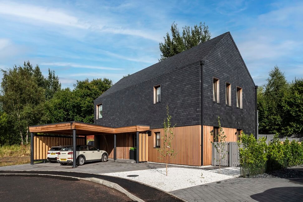 slate rock roof facade
