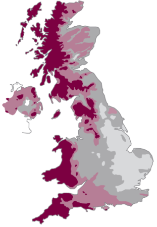 map of the exposure gradings within the UK