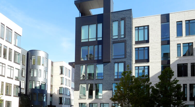 One Museum Place with natural slate rainscreens, among others materials