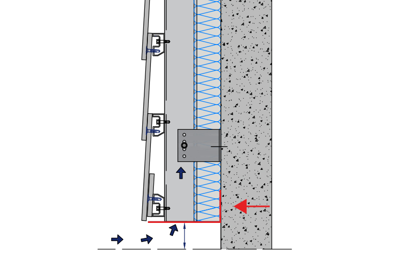 ouverture avec profilé perforé en pied de façade