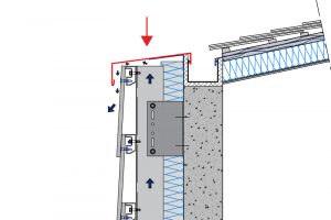 ouverture supérieure de la façade ventilée 