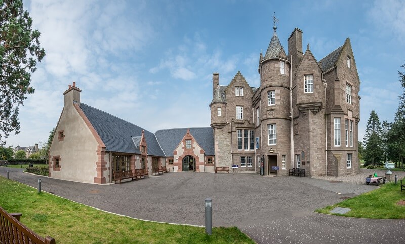 balhousie castle with a slate roof
