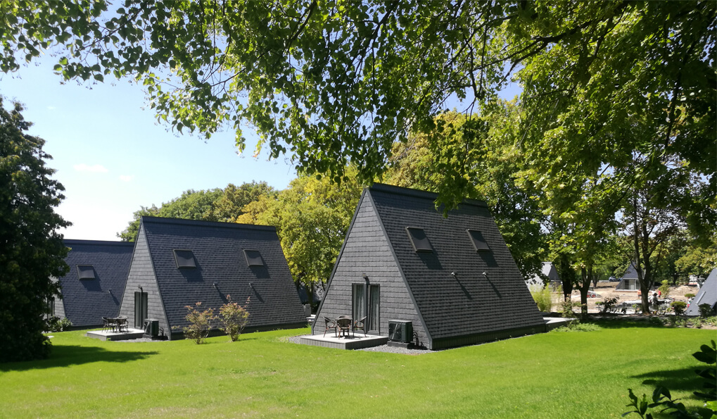 natural slate rock in roof and facade