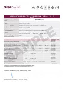 declaración de prestaciones de producto