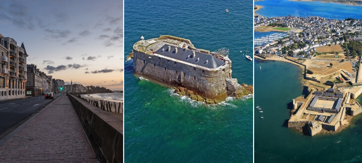 bâtiments en ardoise au bord de la mer en Bretagne