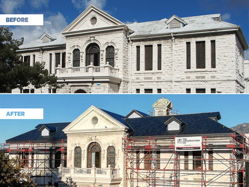 before and after renovation of therondebosch library in Cape Town