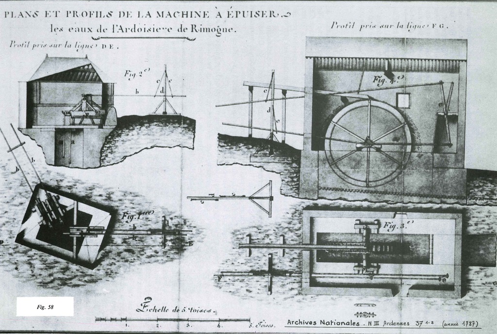 Mécanisme de la machine à épuiser (Archives nationales)