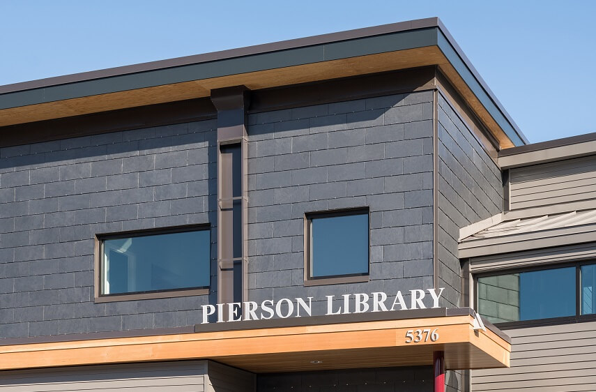 slate facade in the Pierson Library