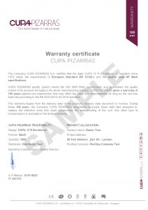 warranty certificate sample