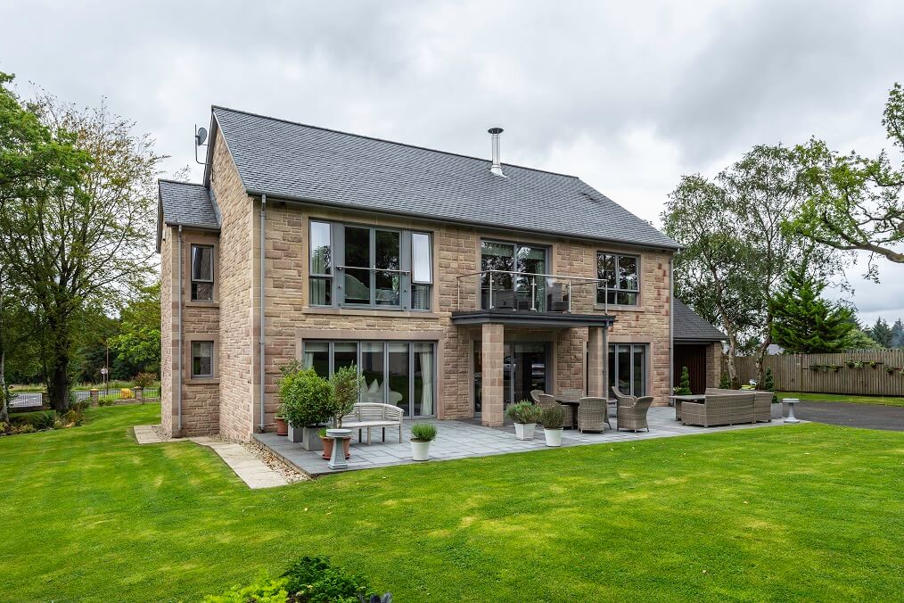 A house with Spanish slate roof type B1