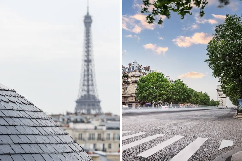 Haussmann París arco del triunfo y torre Eiffel