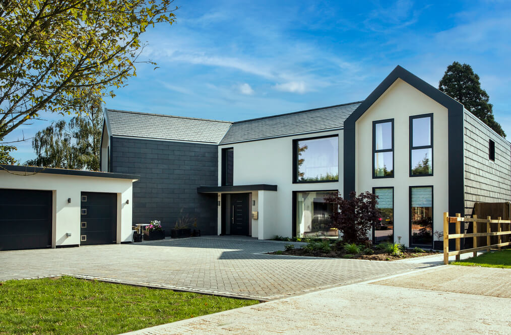 house with slate roof and facade